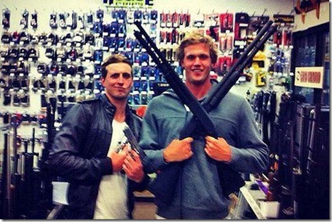 darcy-monk-posing-in-weapons-store